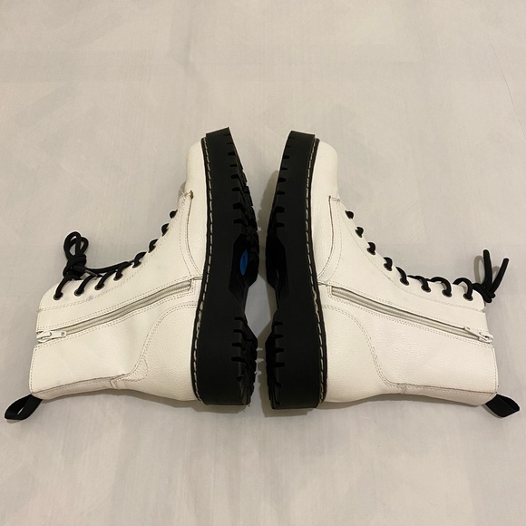 Sincerely Jules Harley White Leather Lace Up Zipper Combat Boots Size 7.5M - Picture 7 of 12